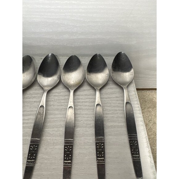 Set Of 8 National Stainless Japan Coffee Spoon Fleur-De-Lis Handle Design Japan - Picture 7 of 9